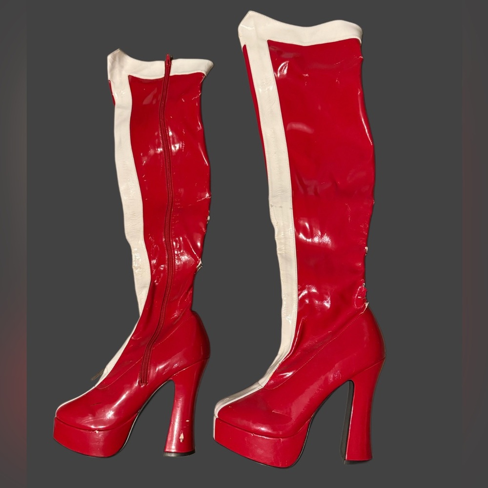 Wonder Woman Red and White Women's Over the Knee High Heel Boots size 7
